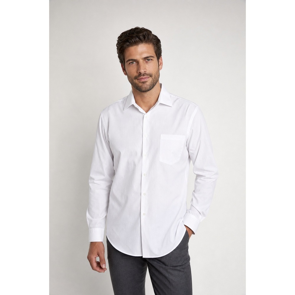Van Heusen Mens Fitted Wrinkle Free Dress Shirt White Long Sleeve 16.5 32/33 L